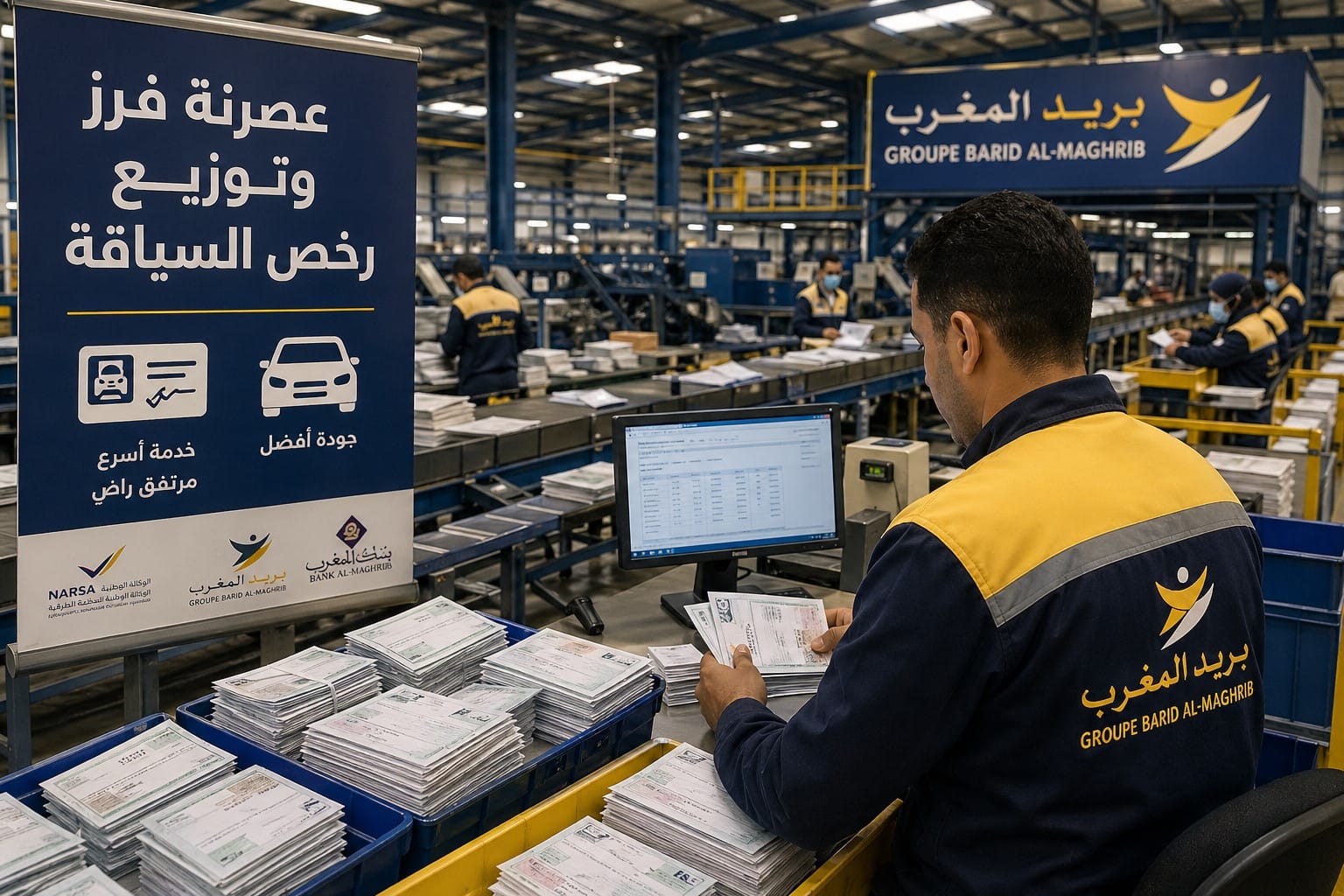 Postal sorting center in action