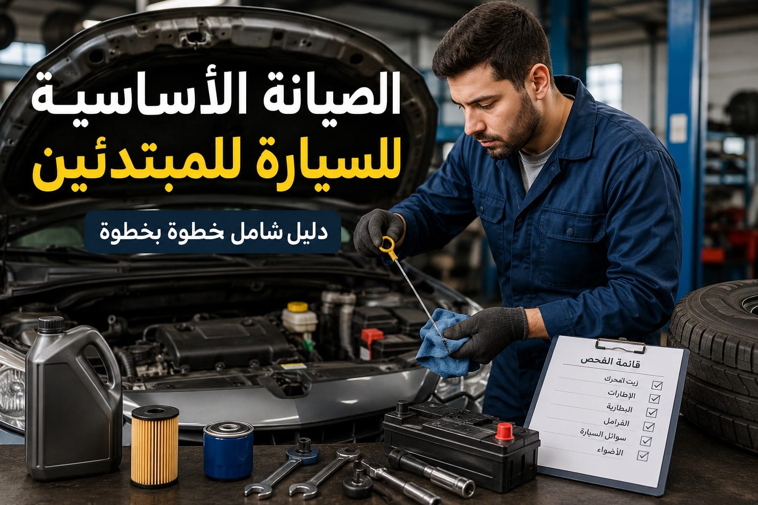 Car maintenance essentials tutorial in garage