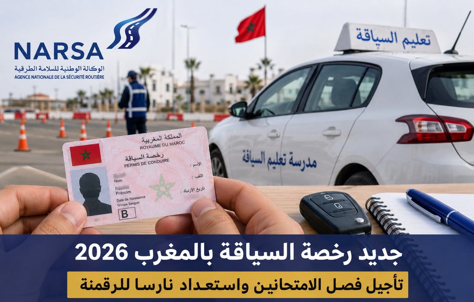 Driving test scene in Morocco