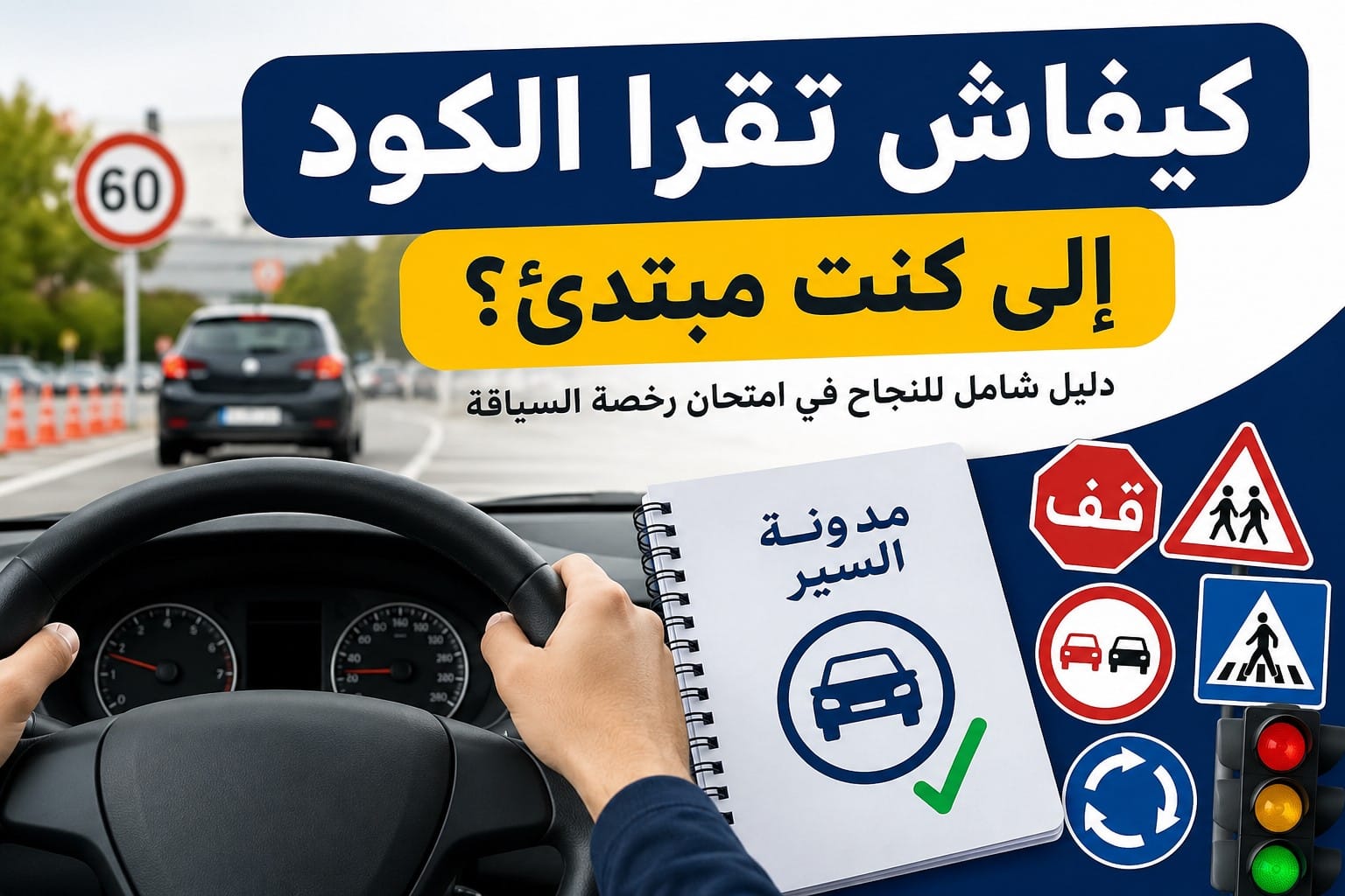 Driving theory guide with road signs
